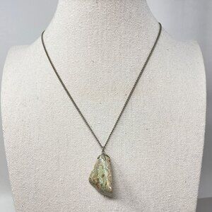 Crazy Lace Agate Pendant Necklace Chain Natural Green Stone
